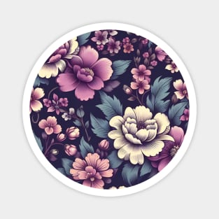 Pink Floral Pattern Magnet